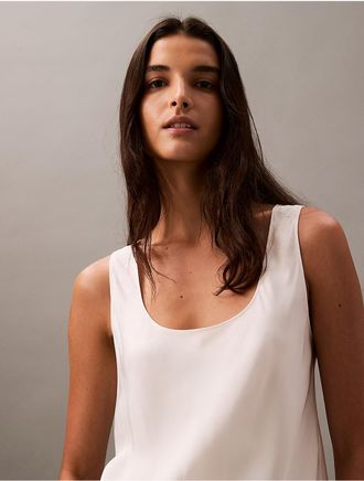 Calvin Klein Womens Viscose Twill Tank Top - White - 10