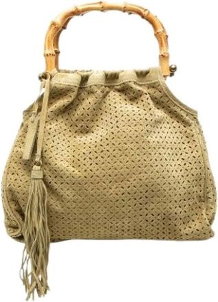 Miu Miu Pre-owned Handbags, female, Beige, Size: ONE SIZE Pre-owned Laser Cut Suede Handbag