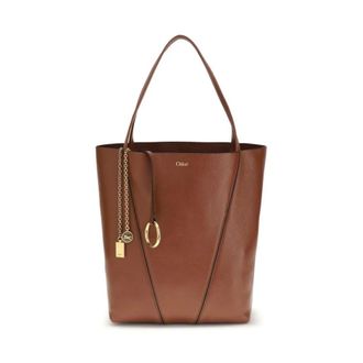 Chlo&eacute; Bolso Tote de Piel con Detalle de Cadena - Bags - Mujer - Marr&oacute;n - ONE SIZE