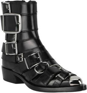 Alexander McQueen Strappy Punk Ankle Bootie in Black Silver at Nordstrom Rack, Size 6.5Us / 36.5Eu