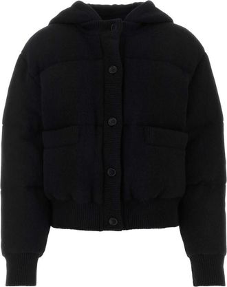 Prada Black Stretch Wool Padded Jacket