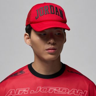 Nike Jordan Big Kids Foam Trucker Hat in Red | 9A0940-R78