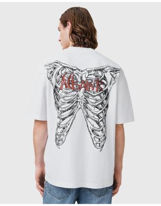 AllSaints T-shirt bianca con stampa di sterno-Bianco