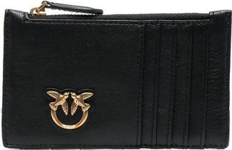 Pinko logo-detail leather cardholder - women - Sheepskin - One Size - Black