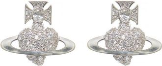 Vivienne Westwood Silver-Tone Orb Logo Earrings With Contrasting Crystals