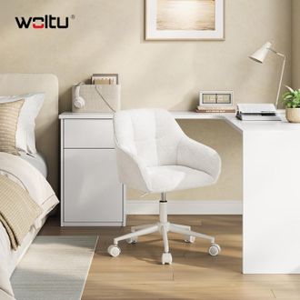 Woltu Woltu Silla De Escritorio Giratoria / Silla De Oficina Con Ruedas, Regulable En Altura, Para Oficina En Casa - Chenilla, Blanco