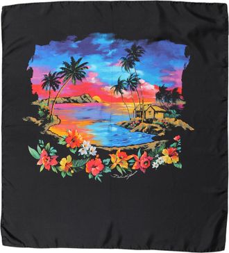 Dolce & Gabbana Black Tropical Sunset Square Foulard Womens Scarf