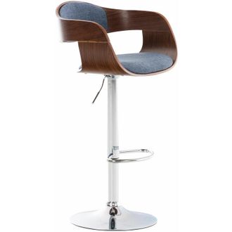 Clp Taburete de bar Kingston Tapizado en Tela Nogal/azul