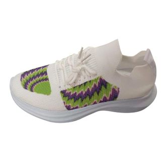 Generic Womens Arch Support Running Trainers Ladies Wide Fit Slip on Shoes Heel Breathable Ladies Mesh Shoes Fashion Casual Flat Womens White Sneakers Green S