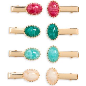 Tasha Assorted 8-Pack Cabochon Hair Clips in Turquoise Multi at Nordstrom