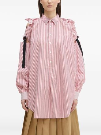 Undercover Camicia a righe con cut-out - Rosso