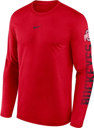Nike Ohio State Primetime Stack Legend Nike Mens Dri-FIT College Long-Sleeve T-Shirt in Red | NKGT65NOH-EKV