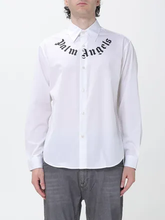 Palm Angels Camicia in cotone a maniche lunghe con logo a contrasto