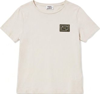 Freddy T-shirt girocollo in cotone e modal con patch e strass