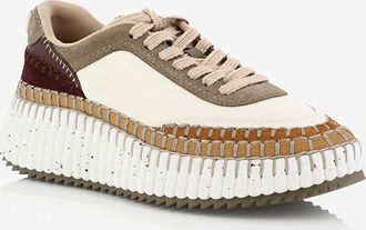 Chlo&eacute; Niedrige Glatt- und Wildledersneakers Nama