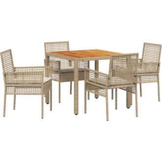 vidaXL Conjunto De Comedor De Jard&iacute;n 5 Pcs Beige Polirat&aacute;n Vidaxl