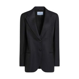 Prada Blazers, female, Blue, Size: M Blue Monopetto Jacket