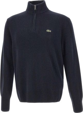 Lacoste High Zip Neck Carded Wool Sweater - Heren - Coltruien - Blauw - L - Wol - Truien & Vesten