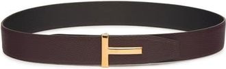Tom Ford T Icon Reversible Soft Grain Leather Belt in Oxblood/Black at Nordstrom, Size 100 Eu