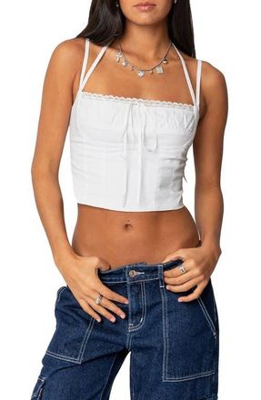 Edikted Salome Cotton Corset Top in White at Nordstrom, Size X-Small