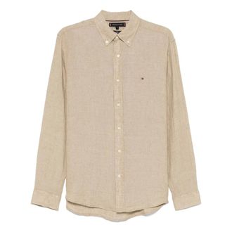 Tommy Hilfiger Casual Shirts, male, Beige, Size: XL Sandalwood Pigment Dyed Shirt