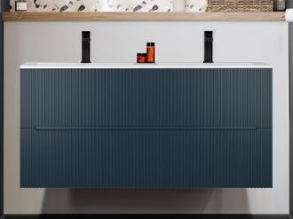 Vente-Unique Mobile per bagno sospeso con lavabo da incasso 120 cm A righe Blu - PAVANI