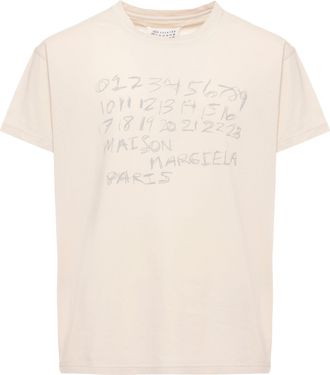 Maison Margiela Beige Printed Cotton T-Shirt