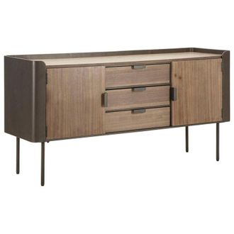 Dmora Dmora - Credenza Jones, Buffet da soggiorno, Madia da salotto, Dispensa da cucina, 145x47 h76 cm, Grigio e Marrone