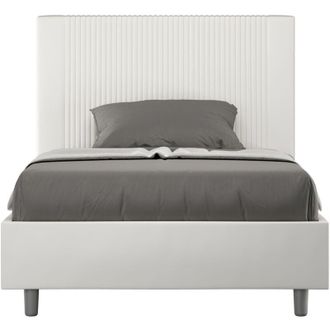Les Tendances Letto una piazza e mezza rivestito in Similpelle con cuscini xl - ANTEA LARGE - Dimensione Rete: 120x190 - Colore: Bianco - Tipologia Letto: Senza