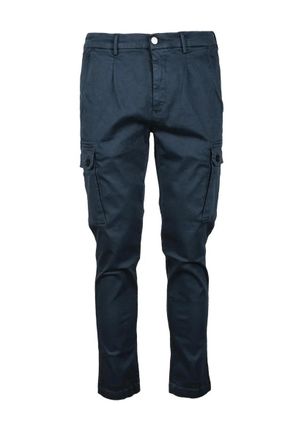 Replay Blue Cotton-Blend Stretch Cargo Pants