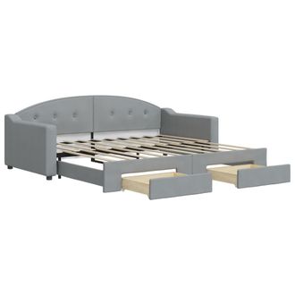 vidaXL Sof&aacute; Cama Nido Con Cajones Tela Gris Claro 100x190 Cm Vidaxl