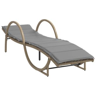 vidaXL Lettino Prendisole Con Cuscini Beige 60x199x42 Cm Polyrattan - Vidaxl
