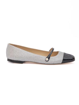 Jimmy Choo London Grey Fine Glitter Elisa Womens Flats