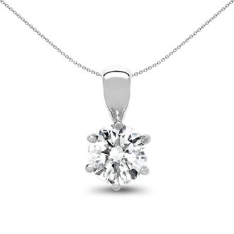 Jewelco London 18ct White Gold 0.25ct Diamond Classic Solo Solitaire Pendant - 18P007-025