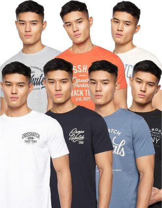 Crosshatch Heren Chinsters Assorti designs T-shirt (Set van 7) (Veelkleurig)