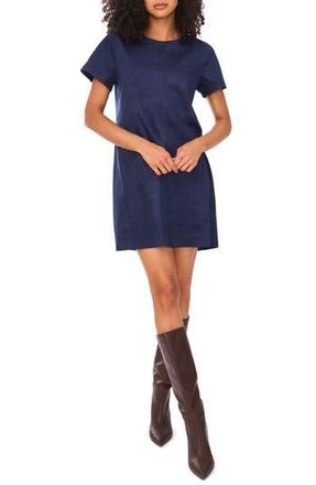 Vince Camuto Faux Suede Paneled Shift Dress in Classic Navy at Nordstrom Rack, Size X-Large