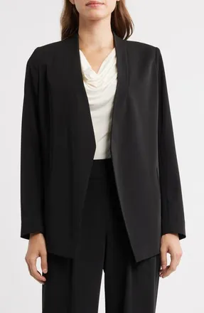 Anne Klein Travelers Open Front Stretch Gabardine Jacket in Anne Black at Nordstrom, Size Xx-Small