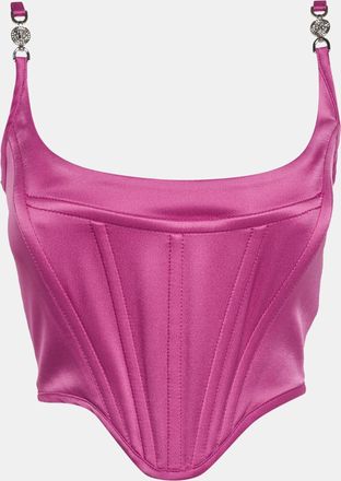 Versace Pink Satin Medusa 95 Corset Top