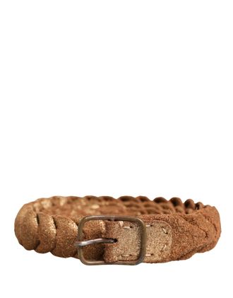 Ermanno Scervino Leather Braided Metal Buckle Womens Belt