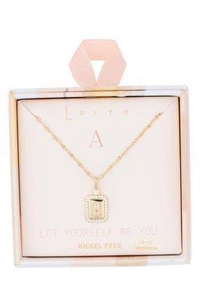 Leith Initial Pendant Necklace in A- Clear- Gold at Nordstrom Rack