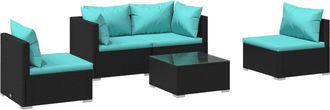 vidaXL 5 Pcs Garden Lounge Set Con Coj&iacute;n De Empuje De Terciopelo