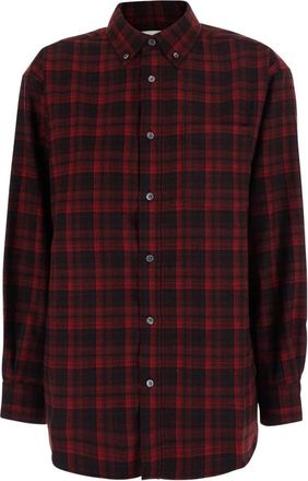Dunst Geruite Flanellen BD Shirt - Heren - Casual Overhemden - Rood - S - Katoen - Overhemden