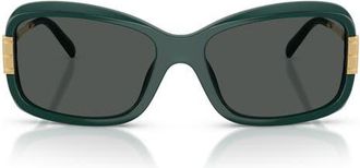 Tory Burch 56mm Rectangular Sunglasses in Milky Jade /Dark Grey at Nordstrom