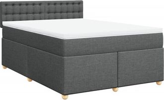 vidaXL Cama Box Spring Con Colch&oacute;n Tela Gris Oscuro 140x190 Cm Vidaxl