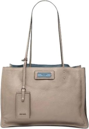 Prada Pre-owned Tote Bags, female, Gray, Size: ONE SIZE Pre-owned Etiquette Tote