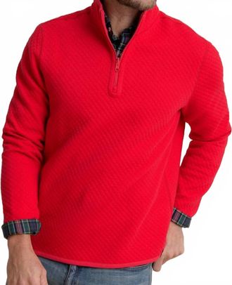 Southern Tide Long Sleeve Oak Island Reversible Quarter Zip Top In Grenadine Red