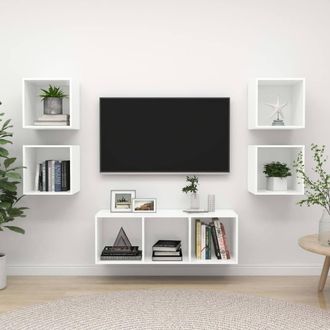 Berkfield Home 5 Piece TV Cabinet Set White Engineered Wood