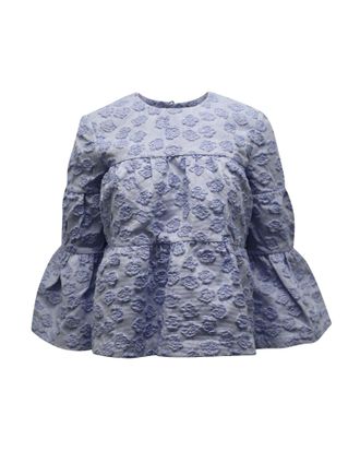 Co Co Tiered Seeksucker Swing Blouse in Blue Acrylic