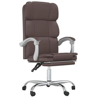 vidaXL Silla De Oficina Reclinable Cuero Sint&eacute;tico Marr&oacute;n Vidaxl