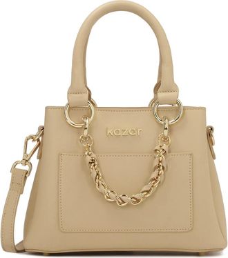 Kazar Elegante beige handtas en schoudertas - Dames - Handtassen - Beige - ONE Size - Leer - Tassen